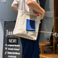 shoulder bag / cotton linen /blue pocketのサムネイル