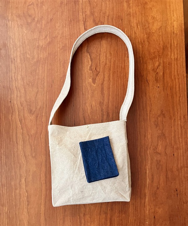 shoulder bag / cotton linen /blue pocketのサムネイル