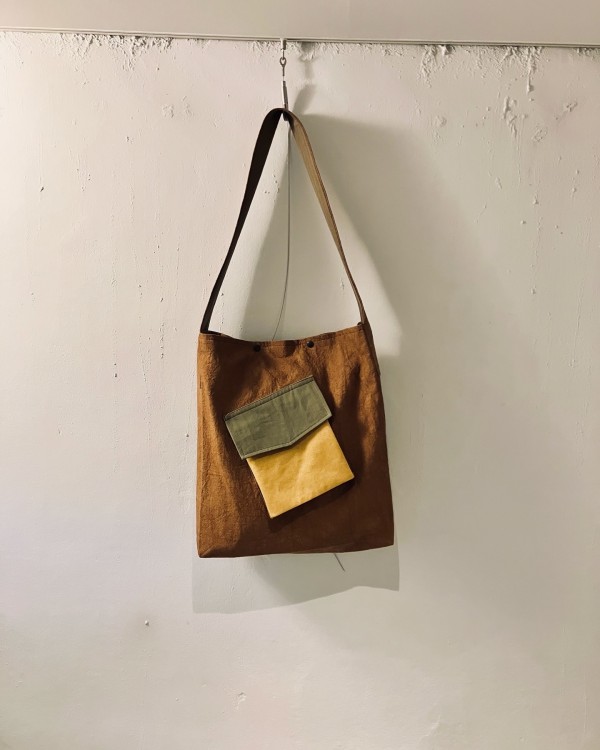 Persimmon Tannin Dyed (柿渋染め) Shoulder bag /cotton linenのサムネイル