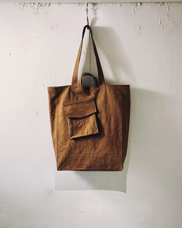 Persimmon Tangy Dyed (柿渋染め) Big Tote bag /cotton linenのサムネイル