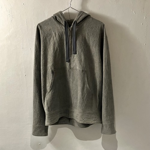 Charcoal Dyeing (炭染) Zip Hoodie / MAN / light gray /cotton linen